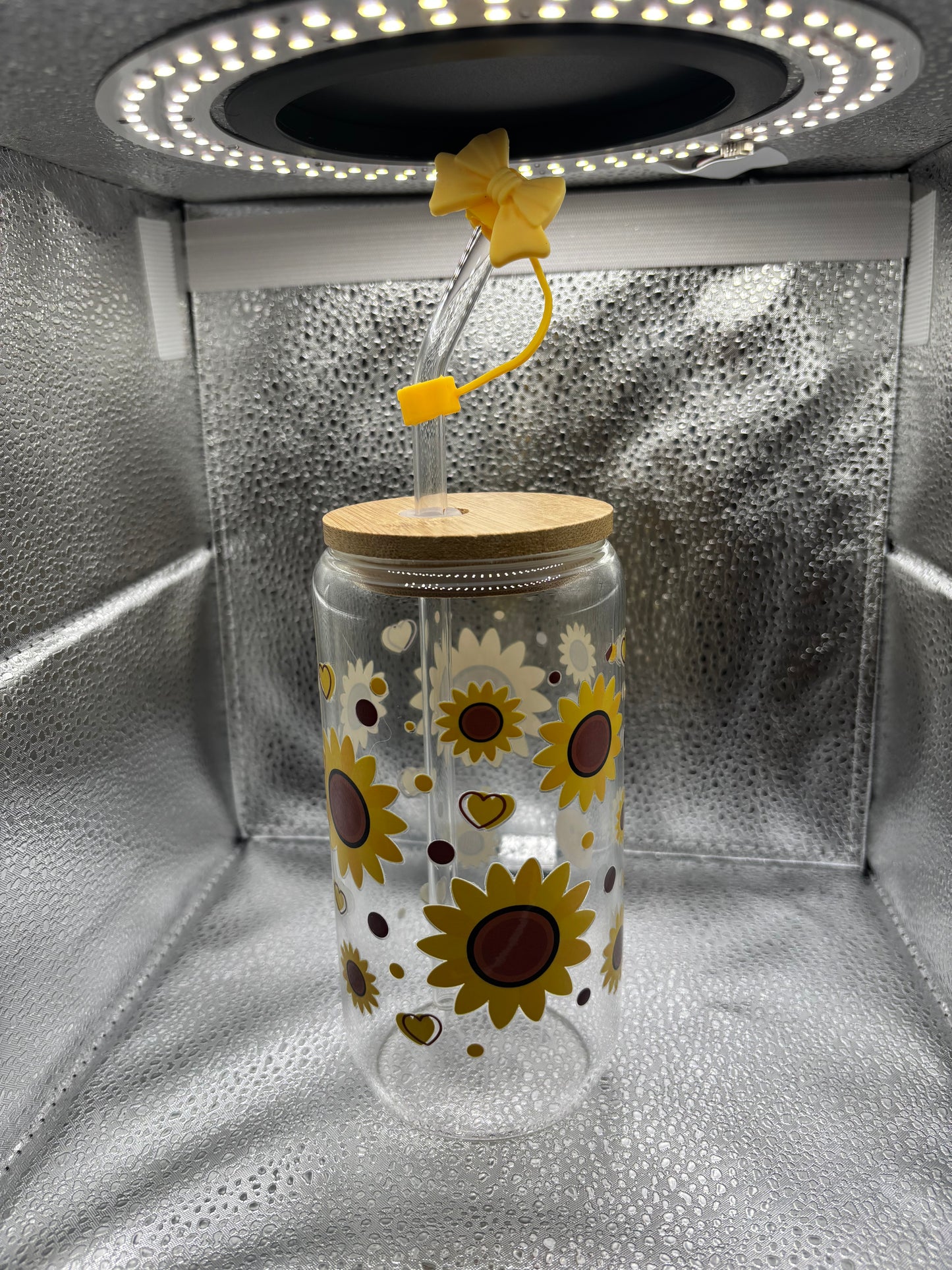 Glass 16oz Sunflower Tumbler