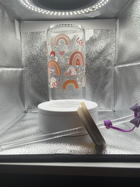 Glass 16oz Rainbow Tumbler